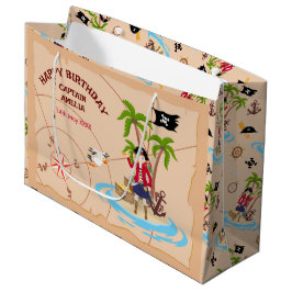 Sacola Para Presentes Grande Festa de aniversário de diversão do mapa do tesour