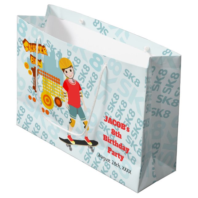 Sacola Para Presentes Grande Festa de aniversário de Diversão do Parque do skat (Frente inclinada)