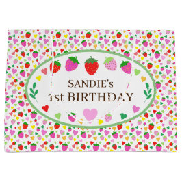 Sacola Para Presentes Grande Festa de aniversário de morango