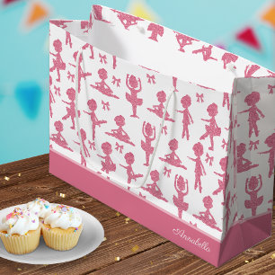 Sacola Para Presentes Grande Festa de aniversário de padrão da Ballerina, menin
