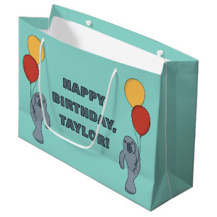Sacola Para Presentes Grande Festa de aniversário Personalizada de Manateio e B