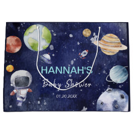 Sacola Para Presentes Grande Festa de Chá de fraldas do Astronauta Outer Space