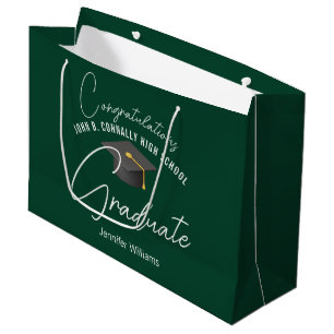 Sacola Para Presentes Grande Festa de Graduação Personalizada Verde Escuro Grad