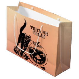 Sacola Para Presentes Grande Festa de Halloween Black Cat Pumpkin Orange Scary