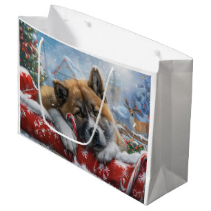 Sacola Para Presentes Grande Festa de Natal do Cão Akita
