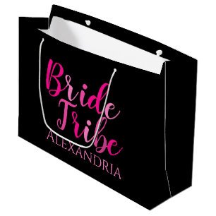Sacola Para Presentes Grande Festa de solteira Rosa Quente da Tribo Brilhante P