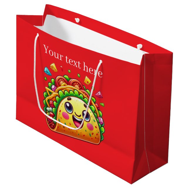 Sacola Para Presentes Grande Festa de taco personalizável e bonita (Frente inclinada)