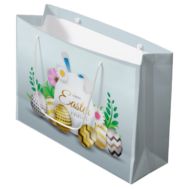Sacola Para Presentes Grande festa do Felz pascoa bonito (Frente inclinada)