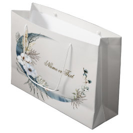 Sacola Para Presentes Grande Festa Elegante Boho Flores de Orquídea Branca Lua 