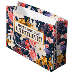 Sacola Para Presentes Grande Festa Floral Boho Sofisticada