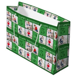 Sacola Para Presentes Grande Festa Personalizada de Colagem de Fotos do Garoto 