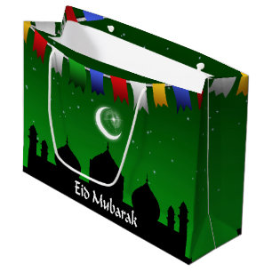 Sacola Para Presentes Grande Festão colorida de Eid Mubarak