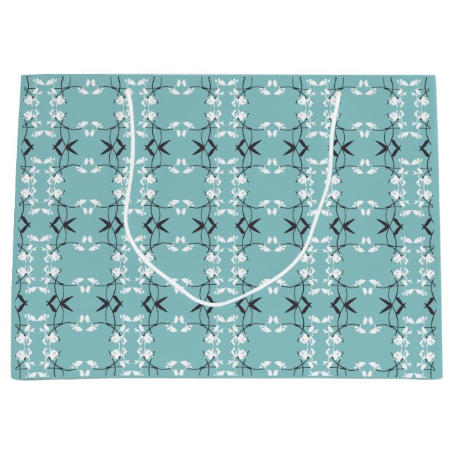 Sacola Para Presentes Grande Festive Royal Botanical Robin's Egg Blue (Frente)