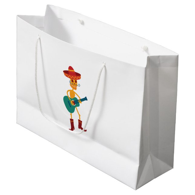 Sacola Para Presentes Grande Festive Skeleton Guitar Player (Frente inclinada)
