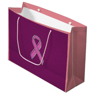 Sacola Para Presentes Grande Fibra cor-de-rosa do carbono da consciência da