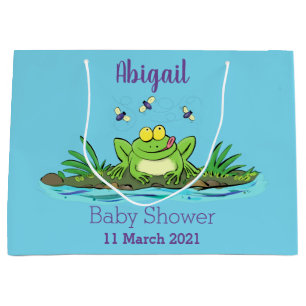 Sacola Para Presentes Grande Figura de desenho animado de sapo verde-esfomeado