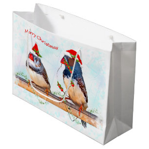 Sacola Para Presentes Grande Finches Festivos Saco do Presente