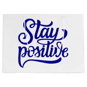 Sacola Para Presentes Grande Fique Positivo Azul