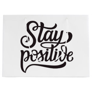 Sacola Para Presentes Grande Fique Positivo Azul