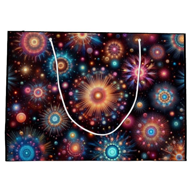 Sacola Para Presentes Grande Fireworks divertidos (Verso)