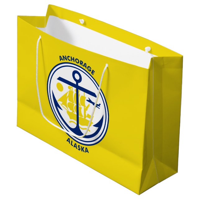 Sacola Para Presentes Grande Flag of Anchorage, Alaska Large Gift Bag (Frente inclinada)