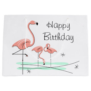 Sacola Para Presentes Grande Flamingo Ocean Trio 4 Feliz Aniversário Grande