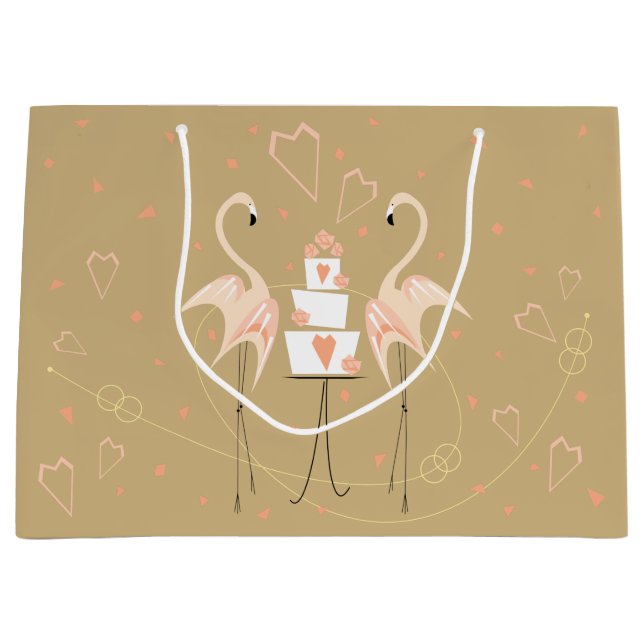 Sacola Para Presentes Grande Flamingo Wedding (Frente)