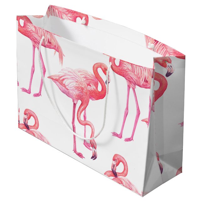 Sacola Para Presentes Grande Flamingos (Verso inclinado)