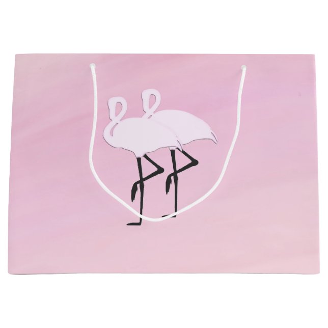 Sacola Para Presentes Grande Flamingos Rosa (Frente)
