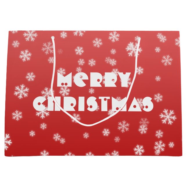 Sacola Para Presentes Grande Flocos de neve de Natal (Frente)