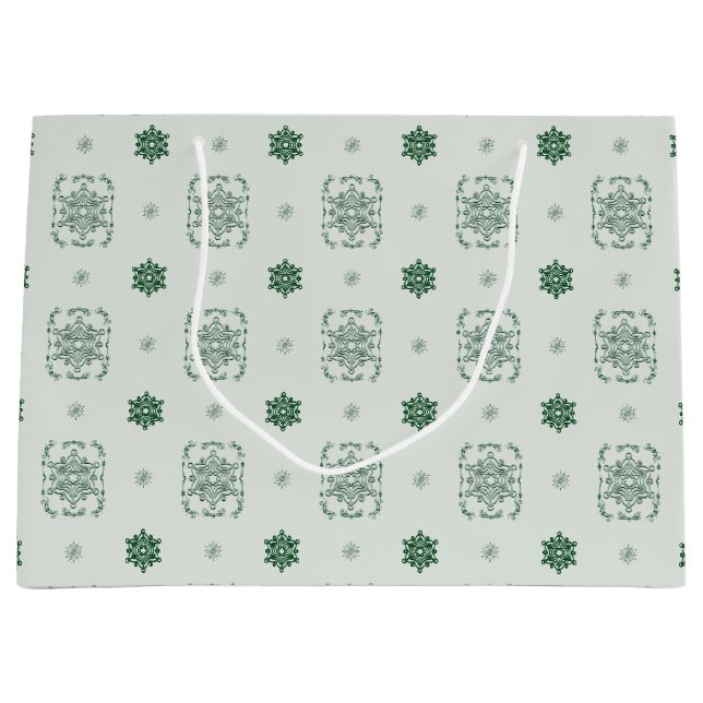 Sacola Para Presentes Grande Flocos de neve decorativos da Bokeh Navidad (Frente)