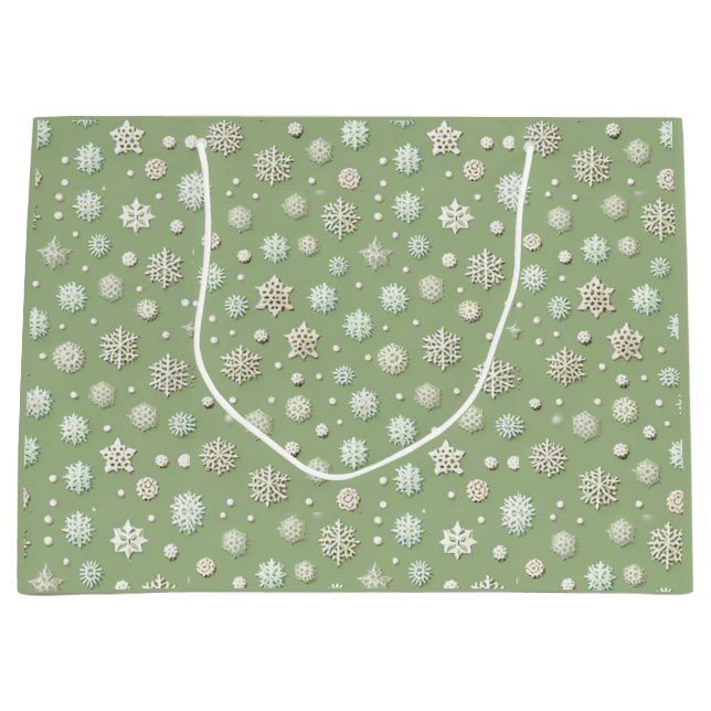 Sacola Para Presentes Grande Flocos de neve em casa (Frente)