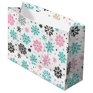 Sacola Para Presentes Grande Flocos de neve retrô