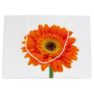 Sacola Para Presentes Grande Flor alaranjada da margarida do Gerbera