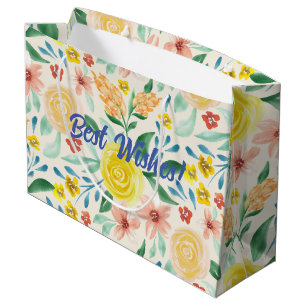 Sacola Para Presentes Grande Flor de aquarela de Melhores Desejos
