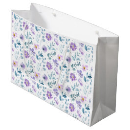 Sacola Para Presentes Grande Flor de Campo Roxa Aquarela