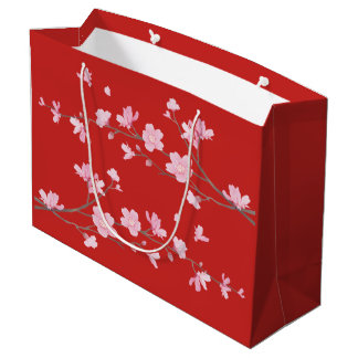 Sacola Para Presentes Grande Flor de Cereja - Vermelho