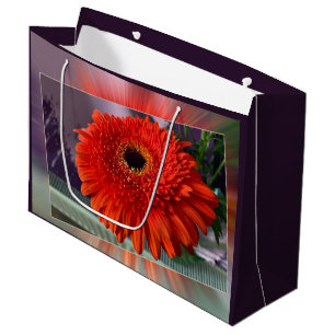 Sacola Para Presentes Grande Flor de laranja brilhante