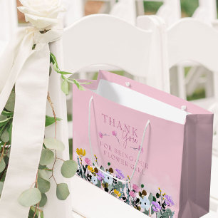 Sacola Para Presentes Grande Flor Garota Selvagem Rosa Agradeço