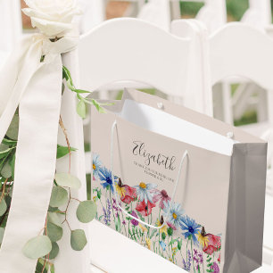 Sacola Para Presentes Grande Flor Girl Wildflower Charme Obrigado