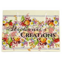 Sacola Para Presentes Grande Flor Retro Floral Flores Primrose Professional