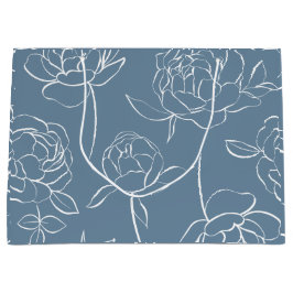 Sacola Para Presentes Grande Flor Silvestre Azul Moderna