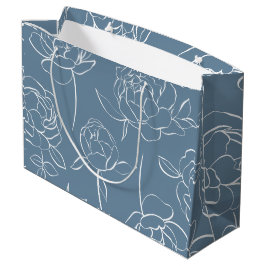 Sacola Para Presentes Grande Flor Silvestre Azul Moderna