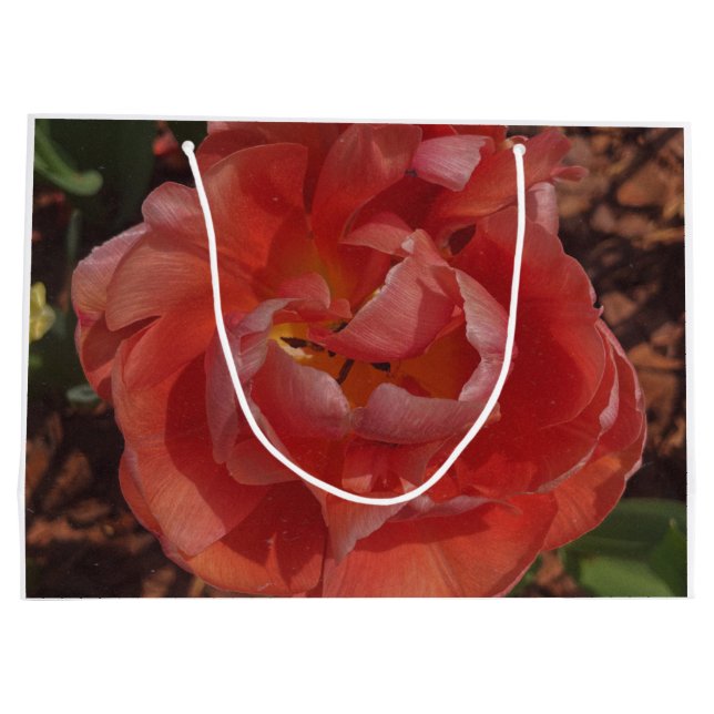 Sacola Para Presentes Grande flor vermelha (Verso)