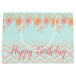 Sacola Para Presentes Grande Floral Acentuado Padrão