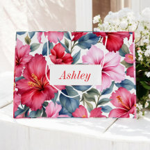 Floral Água-tinta Vermelho Rosa Elegante