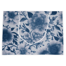 Sacola Para Presentes Grande Floral Azul