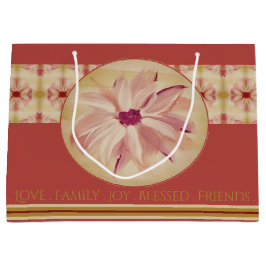 Sacola Para Presentes Grande Floral de Aquarela Rosa