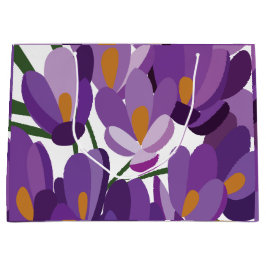 Sacola Para Presentes Grande Floral de Crócus Roxo