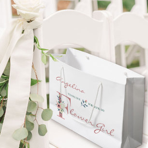 Sacola Para Presentes Grande Floral Elegante Para Garota Personalizada Obrigado